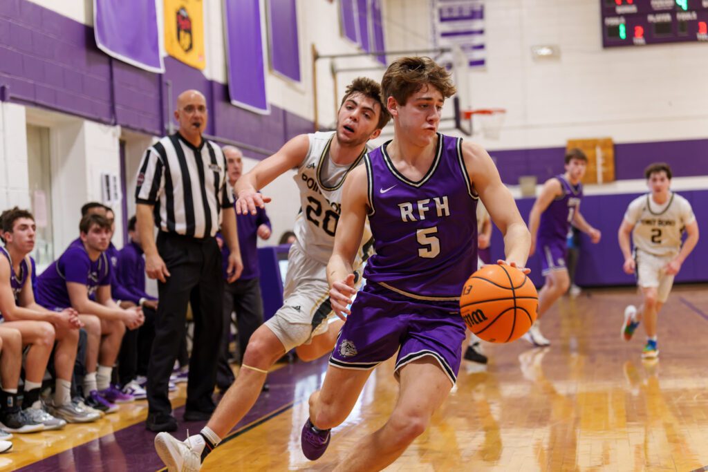 Pt Boro at Rumson - Shore Sports Insider Rumson-Fair Haven senior Blake Ahmann shadowed by Point Boro senior Jovin Steinmetz. (Photo: Patrick Olivero) - Pt Boro at Rumson
