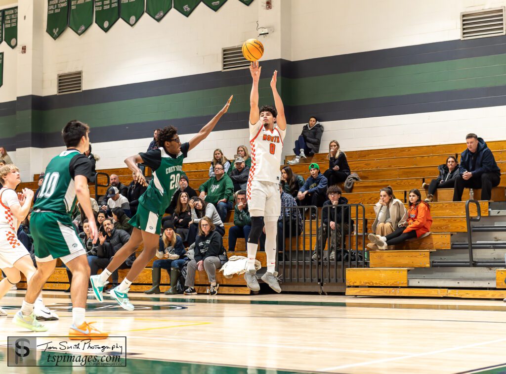 Middletown North senior Eddie Lopez fires up a shot at Colts Neck. (Photo: Tom Smith | tspsportsimages.com) - Midd North at Colts Neck Eddie Lopez
