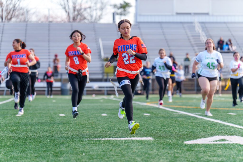 Keansburg's Isabela Penaloza Cortina jogs through stretch lines (Photo by Patrick Olivero) - Keansburg Isabela Penaloza Cortina