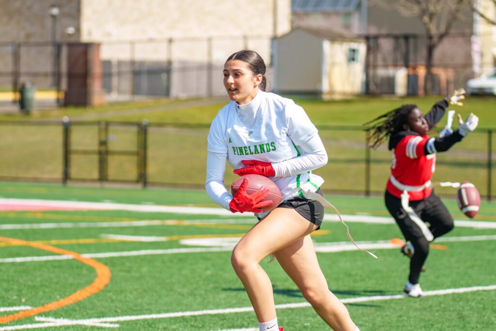 Pinelands wide receiver Bianca Farias (Photo by Patrick Olivero)  - Pinelands flag football