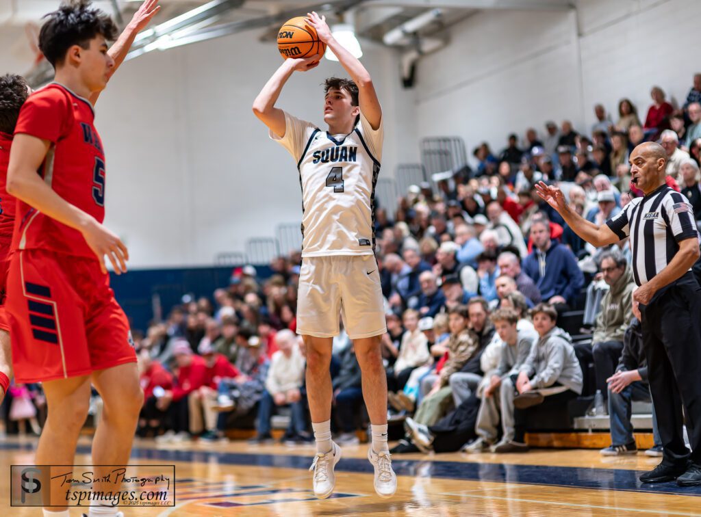 Manasquan sophomore Luke Winn puts up a shot vs. Wall in the Shore Conference Tournament quarterfinals. (Photo: Tom Smith | tspsportsimages.com) - Wall vs Manasquan SCT
