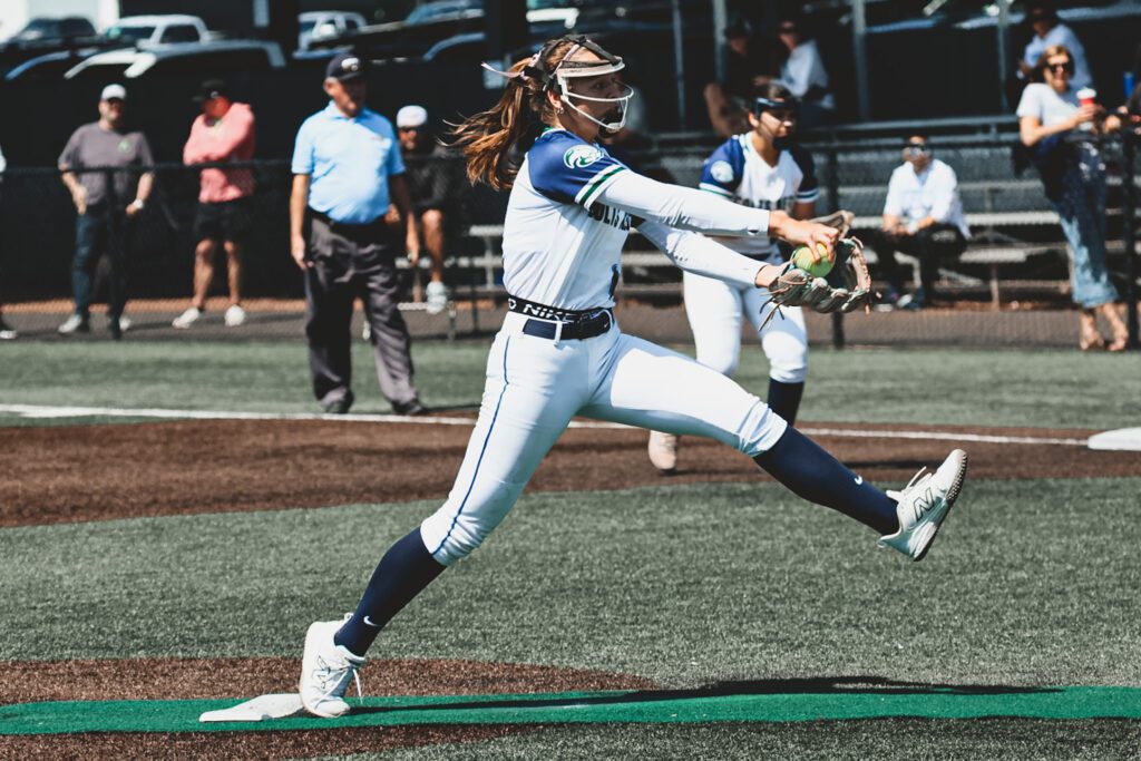 Angela Sasso struck out 12 against Northern Burlington in the Shore vs CVC Challenge at Adventure Crossing. 4/18/26  Photo by Samantha Mayer - Angela Sasso