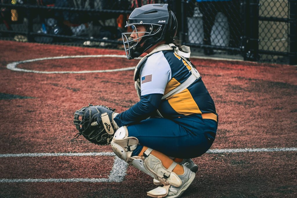 Reese Grinberg catching against RBC in a 3-1 victory for Marlboro. 4/28/26 Photo by Samantha Mayer - Reese Grinberg