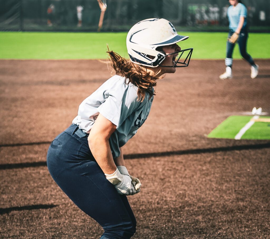 Nora Sarcone celebrating after hitting a walk-off insider the park home run in the Shore vs CVC at Adventure Crossing. 4/18/26 Photo by Samantha Mayer - Nora Sarcone