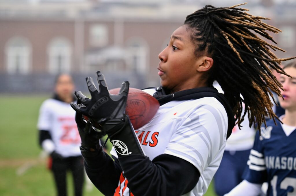 Syrah Holmes Barnegat - Shore Sports Insider Sophomore WR/DB Syrah Holmes had 106 yards receiving in her first varsity game. (Photo by Sean Dettlinger) - Syrah Holmes Barnegat