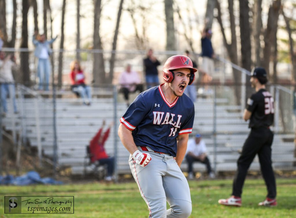 Wall senior John Catanio celebrates his go-ahead home run at Jackson. (Photo: Tom Smith | tspsportsimages.com) - Wall John Catanio