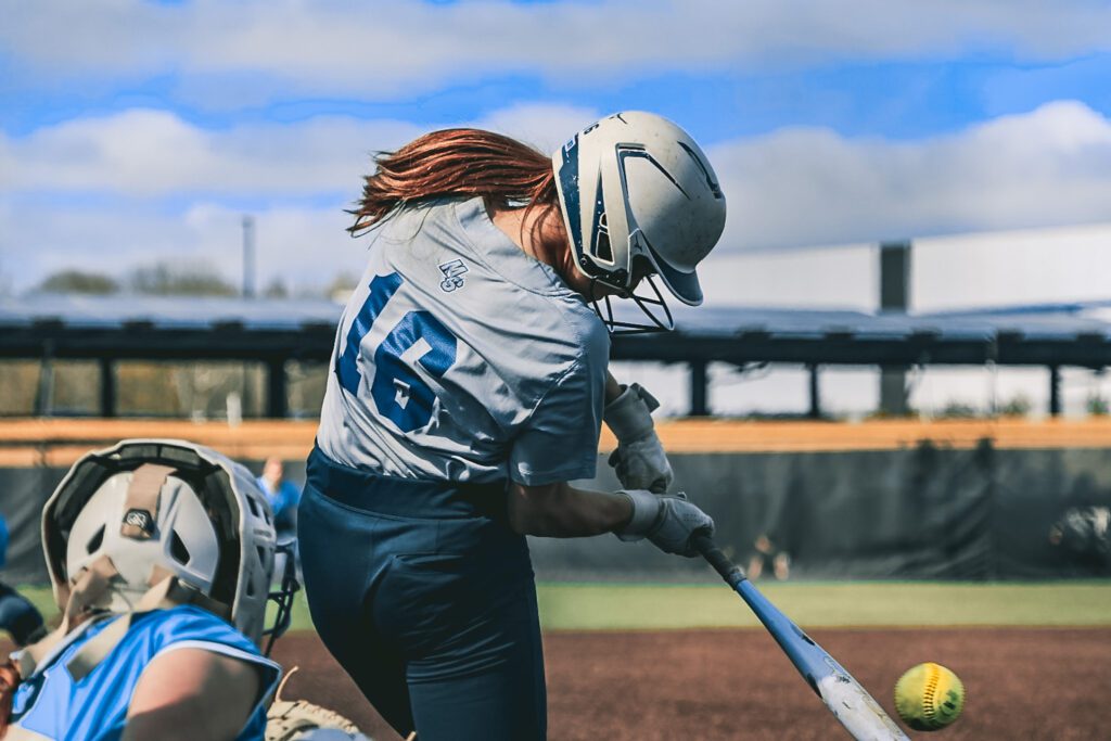 Jordyn Cowell batting against Notre Dame in the Shore vs CVC Challenge at Adventure Crossing. 4/18/26  Photo by Samantha Mayer - Jordyn Cowell