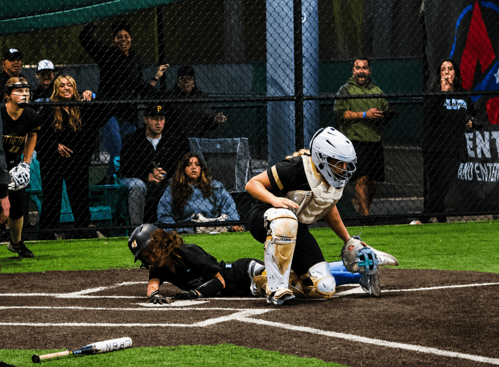 Cameron Carr sliding into home after hitting an inside-the-park home run to score two runs in the OCT Final. 5/6/26 Photo by Samantha Mayer - Toms River East Cameron Carr