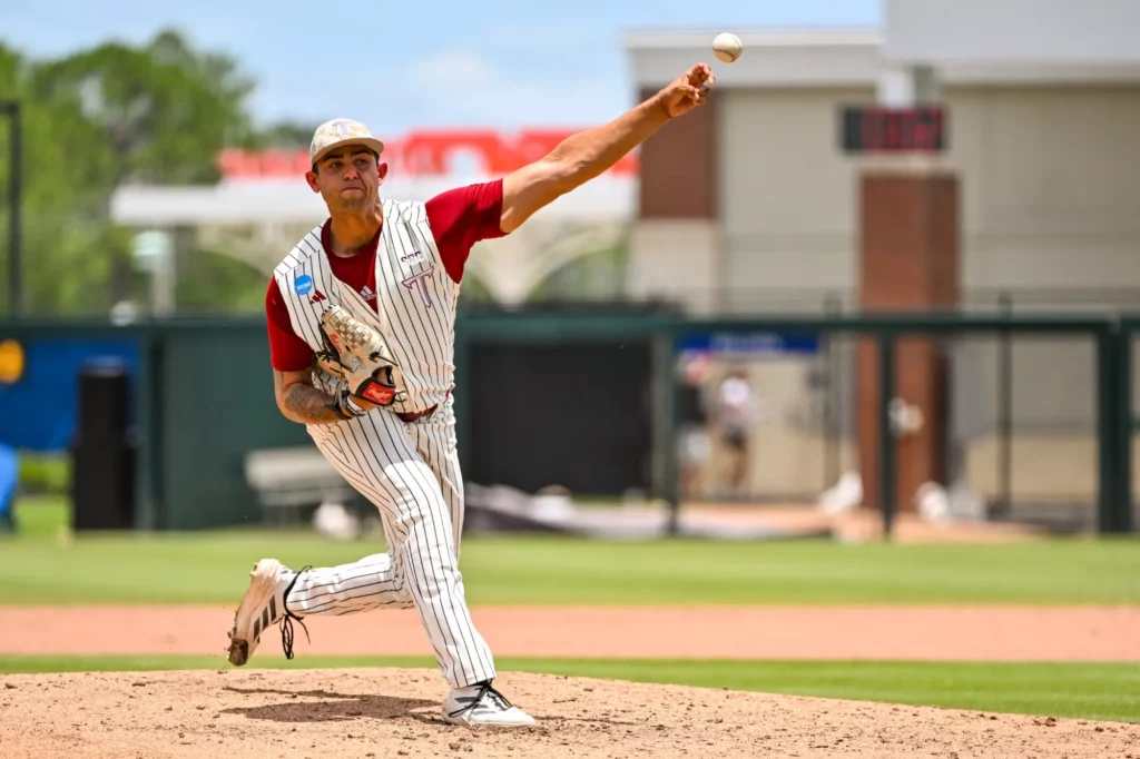 Zach Crotchfelt Troy - Shore Sports Insider Zach Crotchfelt delivers a pitch vs. Miami in the NCAA Regional. (Photo Courtesy: Aliza Chambers/TroyTrojans.com) - Zach Crotchfelt Troy